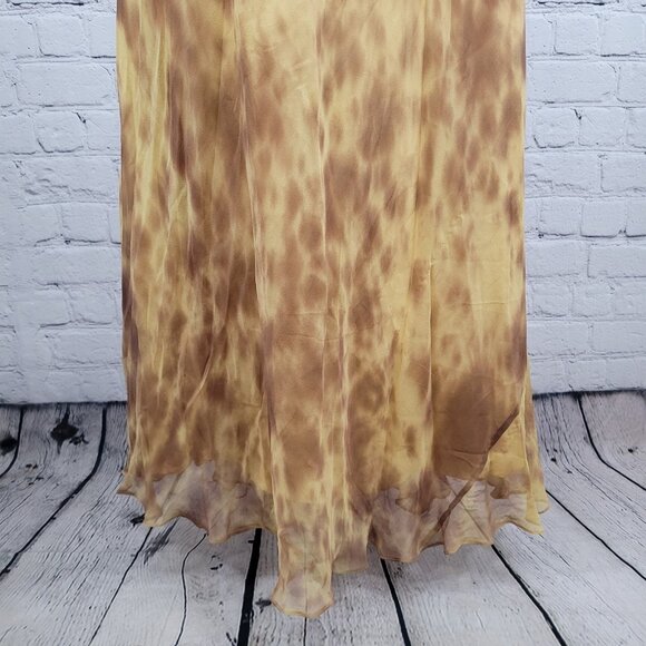NWD Morell Maxie Brown Silk Chiffon Beaded Rhinestone Strappy Dress 8 - Picture 12 of 16